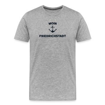 Moin Friedrichstadt – Maritimes Anker Design - Männer Premium Bio T-Shirt - Grau meliert - Vorne - Damien (186cm)