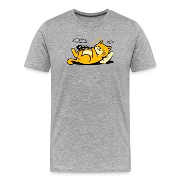 Sleeping cat cosiness - Men's Premium Organic T-Shirt - heather grey - Front - Damien (186cm)