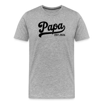 Papa EST 2026 Script Logo - Men's Premium Organic T-Shirt - heather grey - Front - Damien (186cm)