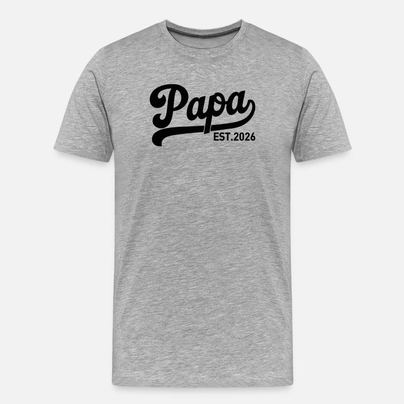 Papa EST 2026 Script Logo - Männer Premium Bio T-Shirt - Grau meliert