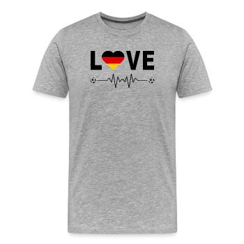 Deutschland Flagge Fußball-Liebe WM LOVE - Männer Premium Bio T-Shirt - Grau meliert - Vorne - Damien (186cm)