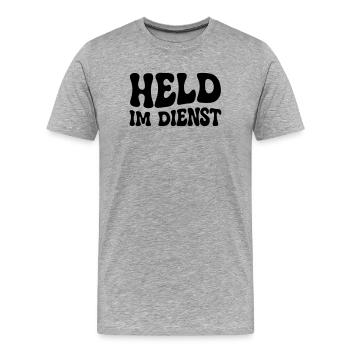 Held im Dienst - Männer Premium Bio T-Shirt - Grau meliert - Vorne - Damien (186cm)