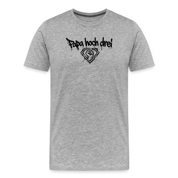 Papa Hoch 3 Faust Diamant Dreifacher Vater - Männer Premium Bio T-Shirt - Grau meliert - Vorne - Damien (186cm)