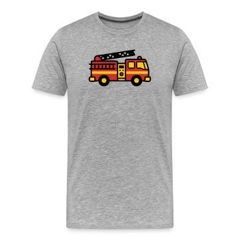Icône camion de pompiers - T-shirt bio Premium Homme - gris chiné - Devant - Damien (186cm)