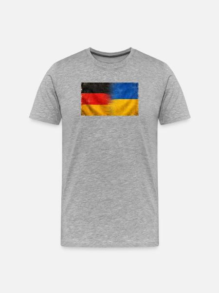 Nationalstolz Deutschland Ukraine Herkunft - Männer Premium Bio T-Shirt - Grau meliert