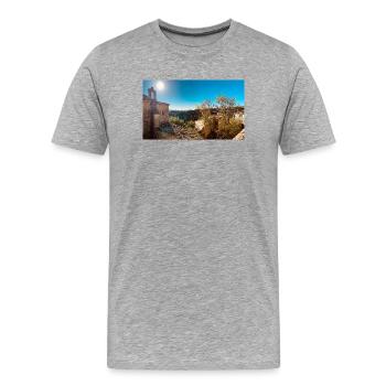 Village toscane ensoleillé avec toits - T-shirt bio Premium Homme - gris chiné - Devant - Damien (186cm)