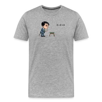 Comic-Schüler bei Rechenaufgabe – Mathe Frust - Männer Premium Bio T-Shirt - Grau meliert - Vorne - Damien (186cm)