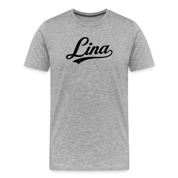 Lina Name Gift Première Famille - T-shirt bio Premium Homme - gris chiné - Devant - Damien (186cm)
