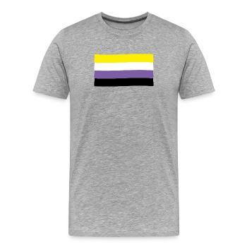 Drapeau non-binaire : fierté et identité - T-shirt bio Premium Homme - gris chiné - Devant - Damien (186cm)