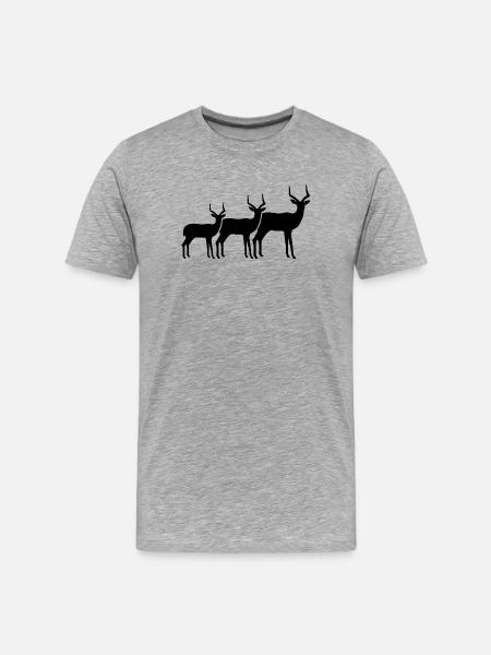 Antilopen Familie Silhouette   - Männer Premium Bio T-Shirt - Grau meliert