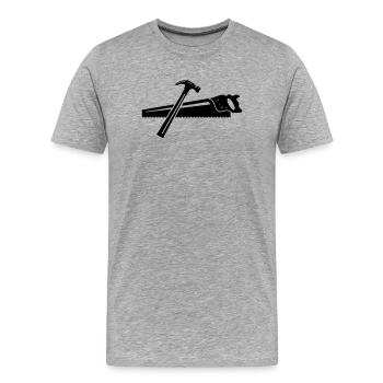 Un marteau et une scie - T-shirt bio Premium Homme - gris chiné - Devant - Damien (186cm)