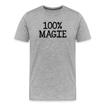 100% Magie - Männer Premium Bio T-Shirt - Grau meliert - Vorne - Damien (186cm)