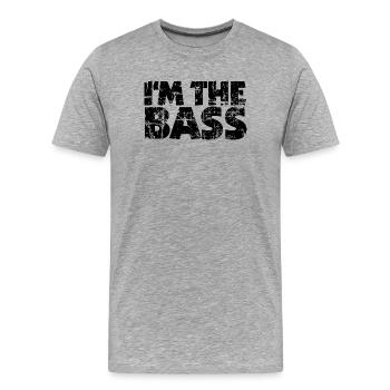 I'm the Bass Vintage Black (FR) - T-shirt bio Premium Homme - gris chiné - Devant - Damien (186cm)