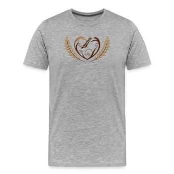 Big heart with cereals. Beautiful bakery motif. - Men's Premium Organic T-Shirt - heather grey - Front - Damien (186cm)