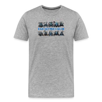 0900 WENN ES NICHT BLAU IST, WIRD ES NICHT !! - Männer Premium Bio T-Shirt - Grau meliert - Vorne - Damien (186cm)