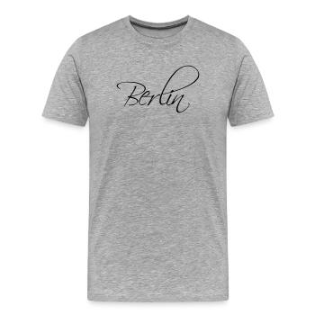 Lettrage de calligraphie de Berlin - T-shirt bio Premium Homme - gris chiné - Devant - Damien (186cm)