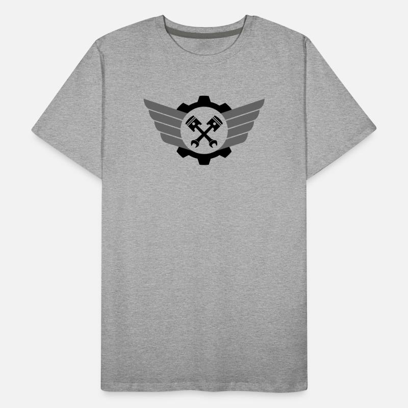 Clé de piston croisée avec engrenage et aile T-shirt bio Premium Homme
