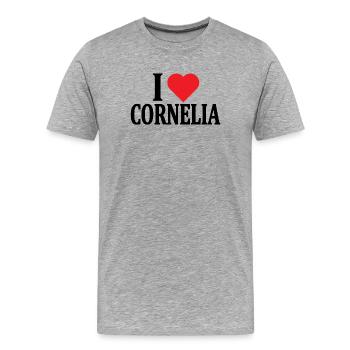 T-Shirt Ich liebe Cornelia T-Shirt Geschenkidee - Männer Premium Bio T-Shirt - Grau meliert - Vorne - Damien (186cm)