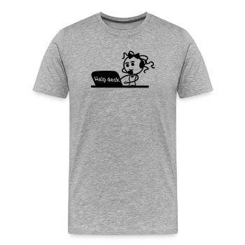 Secrétaire du service d’assistance avec microphone et casque - T-shirt bio Premium Homme - gris chiné - Devant - Damien (186cm)