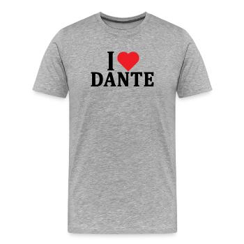 T-Shirt Ich liebe Dante T-Shirt Geschenkidee - Männer Premium Bio T-Shirt - Grau meliert - Vorne - Damien (186cm)