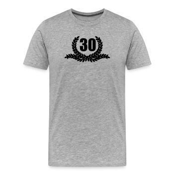 Lorbeerkranz 30 JAHRE - Männer Premium Bio T-Shirt - Grau meliert - Vorne - Damien (186cm)