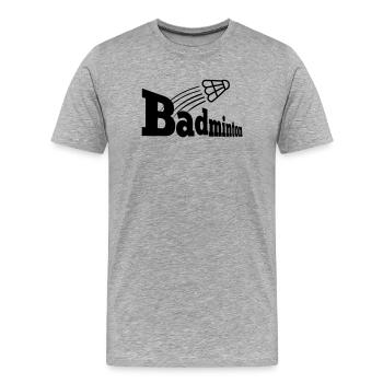 Bagminton perspective with shuttle - Men's Premium Organic T-Shirt - heather grey - Front - Damien (186cm)