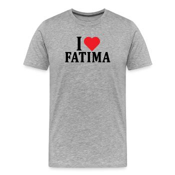 T-Shirt Ich liebe Fatima T-Shirt Geschenkidee - Männer Premium Bio T-Shirt - Grau meliert - Vorne - Damien (186cm)