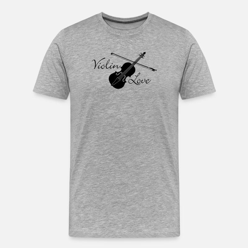 Geigenliebe - Männer Premium Bio T-Shirt - Grau meliert