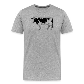 Kuh schwarzpelzig, Milchrasse - Männer Premium Bio T-Shirt - Grau meliert - Vorne - Damien (186cm)