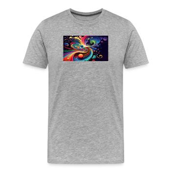 Cosmic Rainbow Swirl - Men's Premium Organic T-Shirt - heather grey - Front - Damien (186cm)