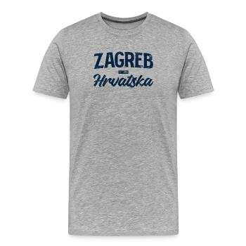 Zagreb Bleu Police Croate - T-shirt bio Premium Homme - gris chiné - Devant - Damien (186cm)