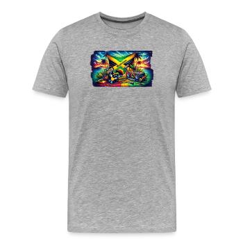 Jamaica Caribbean Reggae Music Design - Men's Premium Organic T-Shirt - heather grey - Front - Damien (186cm)