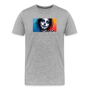 La Calavera Mystique - T-shirt bio Premium Homme - gris chiné - Devant - Damien (186cm)