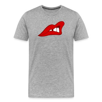 Rote Lippen - Männer Premium Bio T-Shirt - Grau meliert - Vorne - Damien (186cm)