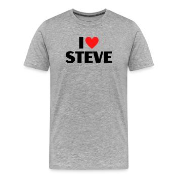 J'aime Steve Red Heart Love Fan Gift - T-shirt bio Premium Homme - gris chiné - Devant - Damien (186cm)