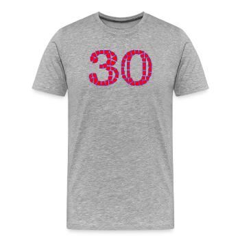 30. 30 YEARS. 30th ANNIVERSARY. 30 YEARS ANNIVERSARY. - Men's Premium Organic T-Shirt - heather grey - Front - Damien (186cm)