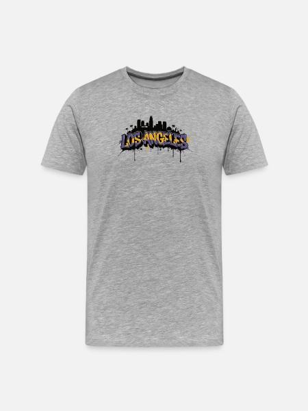Los Angeles Graffiti Skyline - Men's Premium Organic T-Shirt - heather grey