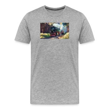 Brocken Wald Dampf - Männer Premium Bio T-Shirt - Grau meliert - Vorne - Damien (186cm)