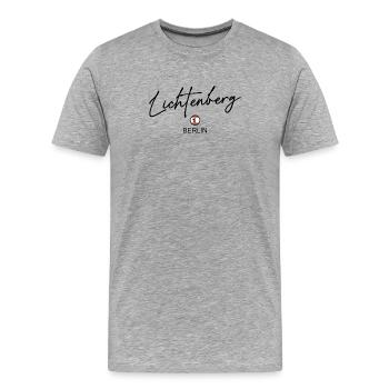 Lichtenberg - Berlin Flagge - Berliner Bär - Männer Premium Bio T-Shirt - Grau meliert - Vorne - Damien (186cm)