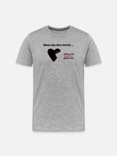Wenn das Herz bricht - Männer Premium Bio T-Shirt - Grau meliert