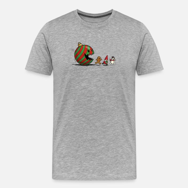 Verschlingende Weihnachtskugel Ornament - Männer Premium Bio T-Shirt - Grau meliert