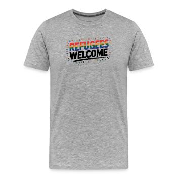 Refugees Welcome - Cool Pride Logo - Men's Premium Organic T-Shirt - heather grey - Front - Damien (186cm)