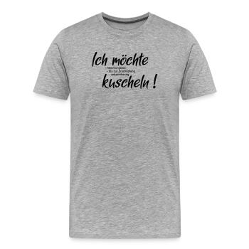 Ich moechte kuscheln - Männer Premium Bio T-Shirt - Grau meliert - Vorne - Damien (186cm)