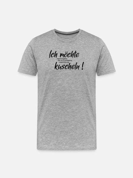 Ich moechte kuscheln - Männer Premium Bio T-Shirt - Grau meliert