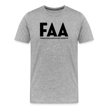 FAA, Fédération Française de l’Apéritif  - T-shirt bio Premium Homme - gris chiné - Devant - Damien (186cm)
