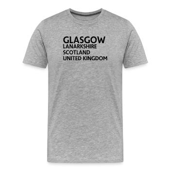 Glasgow – Scotland Textdesign - T-shirt bio Premium Homme - gris chiné - Devant - Damien (186cm)