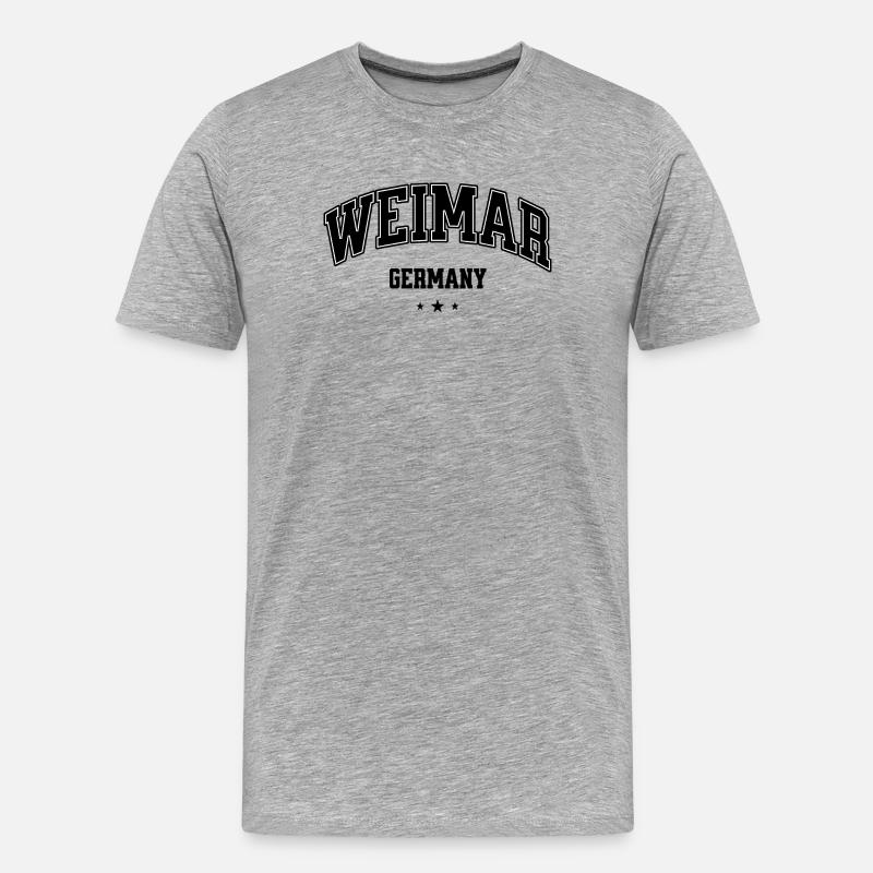 Weimar Varsity Schriftzug Design - Männer Premium Bio T-Shirt - Grau meliert