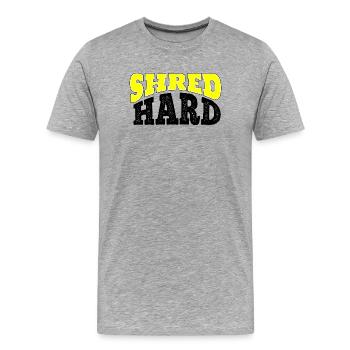 Shred Hard Snowboard Quote - Men's Premium Organic T-Shirt - heather grey - Front - Damien (186cm)