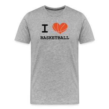 Ich liebe Basketball - Männer Premium Bio T-Shirt - Grau meliert - Vorne - Damien (186cm)