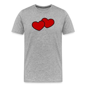 Mariage en couple Hearts - T-shirt bio Premium Homme - gris chiné - Devant - Damien (186cm)